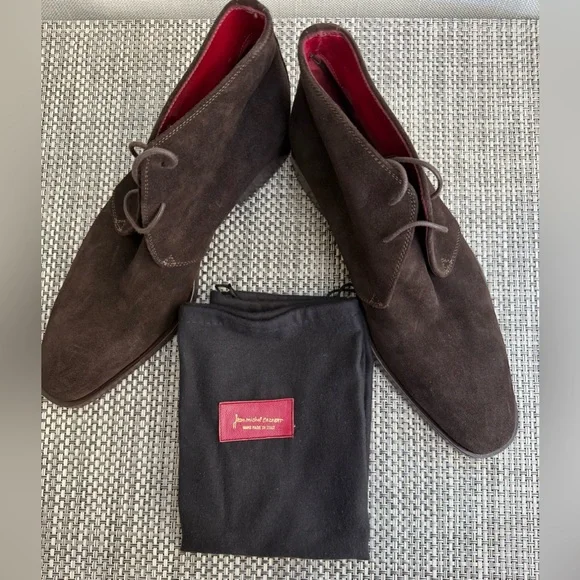 New Jean Michel Caznbat Brown Suede Men's Shoes (desert boots).